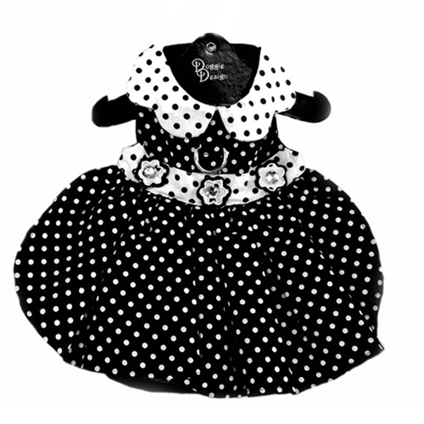 polka-dot-dog-dress-with-leash-black-white-3