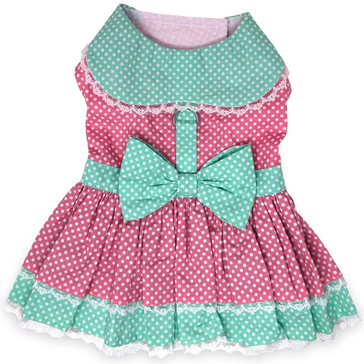 polka-dot-lace-dog-dress-set-with-leash-pink-teal-9319